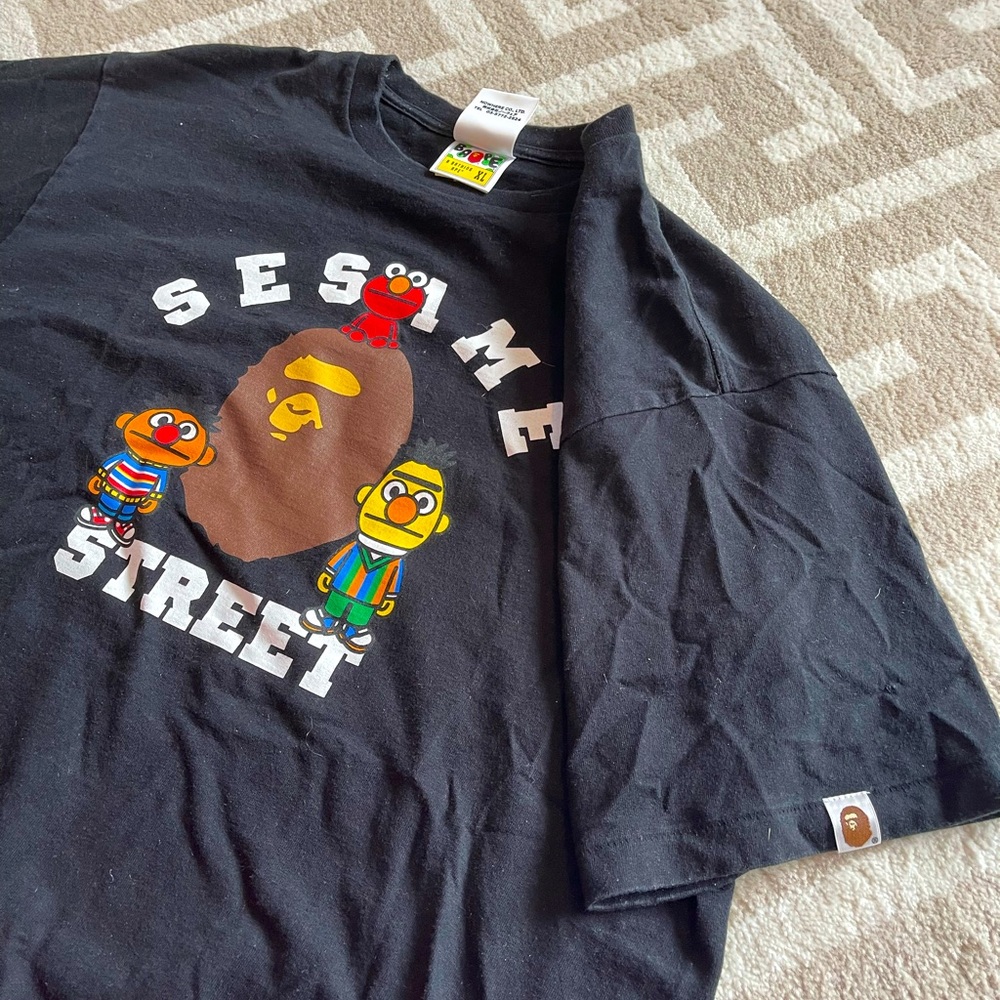 A Bathing Ape x Sesame Street XL LARGE Bape Head Tee Black
